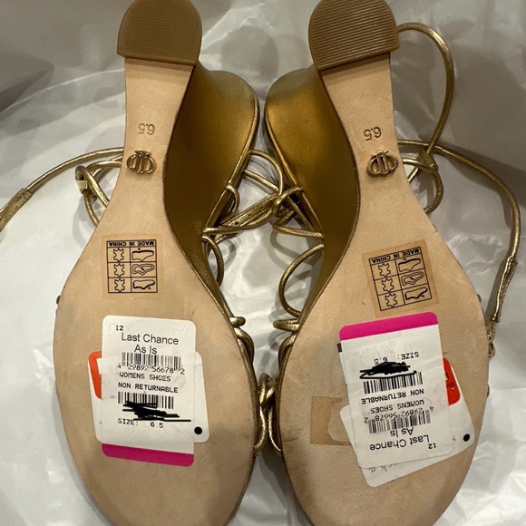 PAIGE Women's Gold Strappy Wedge Sandals - Picture 8 of 8